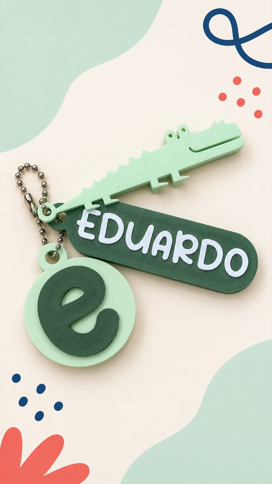 Chaveiro com Três Peças (Personalizado) em formato de crocodilo