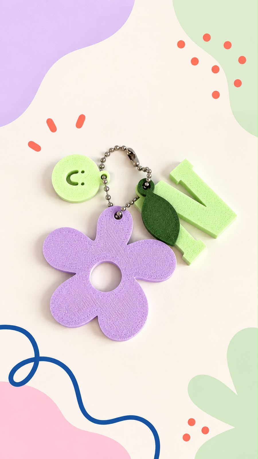Chaveiro de flor roxa personalizado