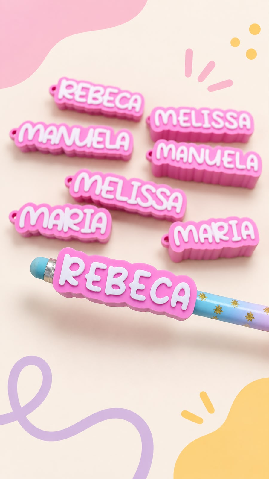 Ponteira de Lápis (Personalizada) em rosa