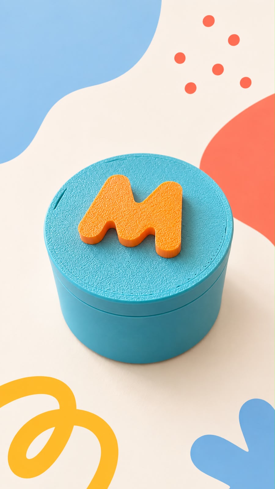 Pote personalizado azul com inicial M